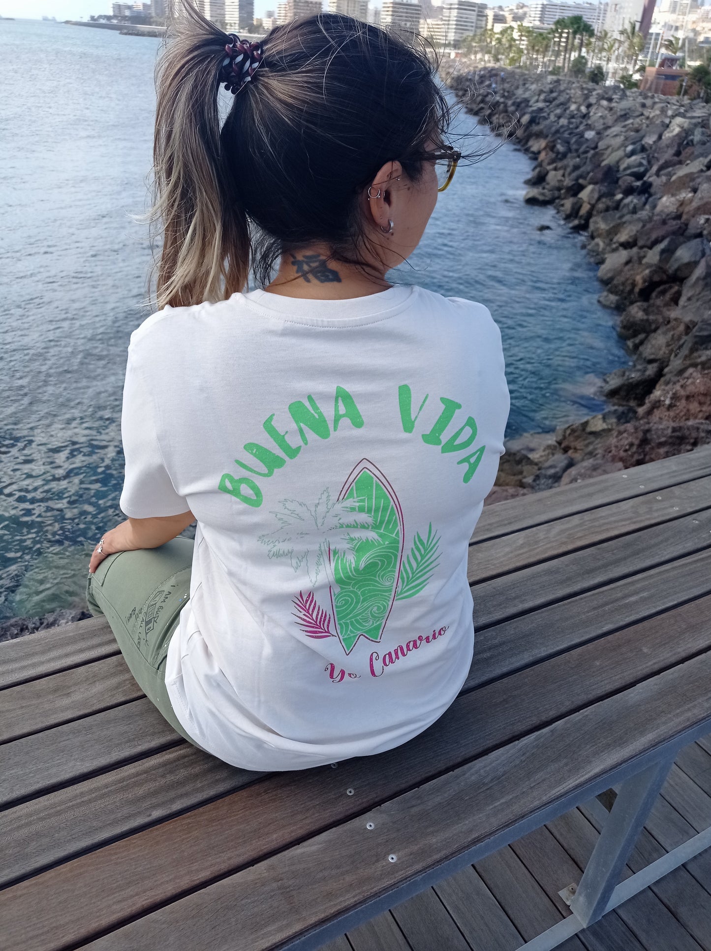 Camiseta BUENA VIDA Blanco Vintage