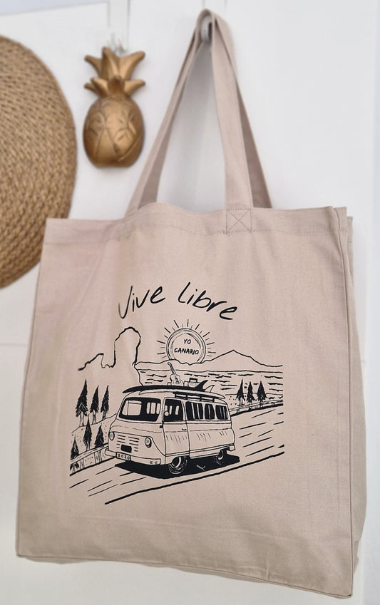 Bolso beige VIVE LIBRE