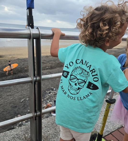 Camiseta CALAVERA azul turquesa INFANTIL