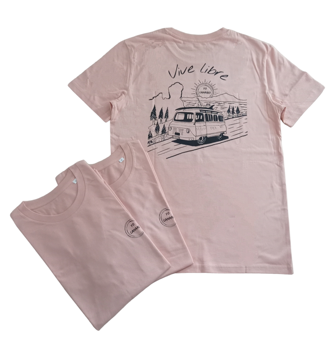 Camiseta VIVE LIBRE rosa new